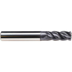 Emuge - 12mm Diam, 26mm LOC, 4 Flute Solid Carbide Roughing & Finishing End Mill - TiAlN Finish, 83mm OAL, 12mm Shank Diam, Cylindrical Shank, 45° Helix, Long Length - USA Tool & Supply