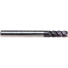Emuge - 3mm Diam, 8mm LOC, 3 Flute Solid Carbide Roughing & Finishing End Mill - TiAlN Finish, 57mm OAL, 6mm Shank Diam, Weldon Shank, 45° Helix, Centercutting, Long Length - USA Tool & Supply