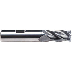 Emuge - 3/4" Diam, 1-1/2" LOC, 4 Flute Solid Carbide Roughing & Finishing End Mill - CrN Finish, 4" OAL, 3/4" Shank Diam, Weldon Shank, 38° Helix, Centercutting, Regular Length - USA Tool & Supply