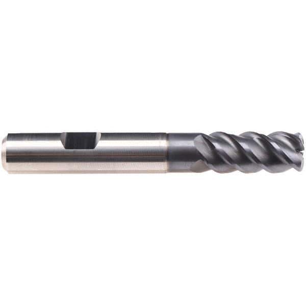 Emuge - 3mm Diam, 22mm LOC, 4 Flute Solid Carbide Roughing & Finishing End Mill - TiAlN Finish, 72mm OAL, 10mm Shank Diam, Weldon Shank, 50° Helix, Long Length - USA Tool & Supply