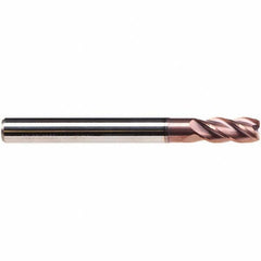Emuge - 5mm Diam, 13mm LOC, 4 Flute Solid Carbide Roughing & Finishing End Mill - TiAlN Finish, 57mm OAL, 6mm Shank Diam, Cylindrical Shank, 38° Helix, Long Length - USA Tool & Supply