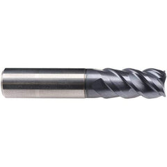 Emuge - 4mm Diam, 18mm LOC, 4 Flute Solid Carbide Roughing & Finishing End Mill - TiAlN Finish, 57mm OAL, 6mm Shank Diam, Cylindrical Shank, 50° Helix, Centercutting, Long Length - USA Tool & Supply