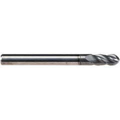 Emuge - 1/4" Diam, 3/4" LOC, 4 Flute Solid Carbide Ball End Mill - AlCr Finish, Single End, 2-1/2" OAL, 1/4" Shank Diam, Ball Flute - USA Tool & Supply