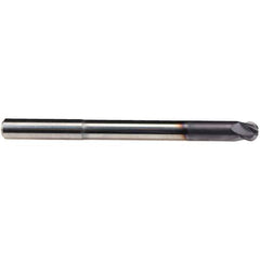 Emuge - 1/2" Diam, 3/8" LOC, 4 Flute Solid Carbide Ball End Mill - TiAlN Finish, Single End, 6" OAL, 1/2" Shank Diam, Ball Flute - USA Tool & Supply