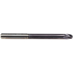 Emuge - 5/16" Diam, 9/32" LOC, 4 Flute Solid Carbide Ball End Mill - TiAlN Finish, Single End, 4" OAL, 5/16" Shank Diam, Ball Flute - USA Tool & Supply