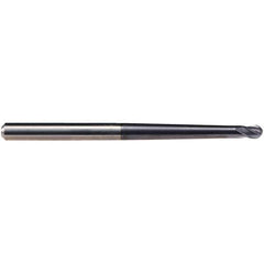 Emuge - 1/4" Diam, 1/4" LOC, 4 Flute Solid Carbide Ball End Mill - TiAlN Finish, Single End, 3-1/2" OAL, 1/4" Shank Diam, Ball Flute - USA Tool & Supply