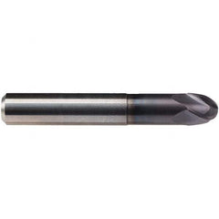 Emuge - 1/2" Diam, 3/8" LOC, 4 Flute Solid Carbide Ball End Mill - TiAlN Finish, Single End, 3-1/4" OAL, 1/2" Shank Diam, Ball Flute - USA Tool & Supply
