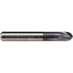 Emuge - 5/16" Diam, 9/32" LOC, 4 Flute Solid Carbide Ball End Mill - TiAlN Finish, Single End, 2-1/2" OAL, 5/16" Shank Diam, Ball Flute - USA Tool & Supply