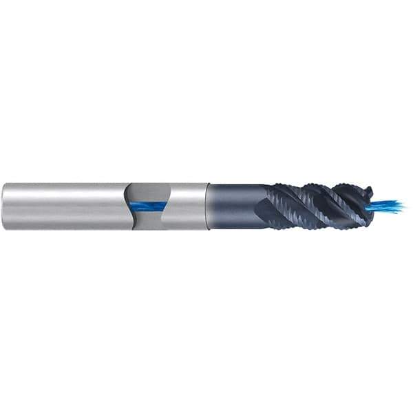 Emuge - 10mm Diam, 22mm LOC, 4 Flute Solid Carbide Roughing & Finishing End Mill - TiAlN Finish, 80mm OAL, 10mm Shank Diam, Cylindrical Shank, 45° Helix, Extra Long Length - USA Tool & Supply