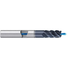 Emuge - 10mm Diam, 22mm LOC, 4 Flute Solid Carbide Roughing & Finishing End Mill - TiAlN Finish, 80mm OAL, 10mm Shank Diam, Cylindrical Shank, 45° Helix, Extra Long Length - USA Tool & Supply