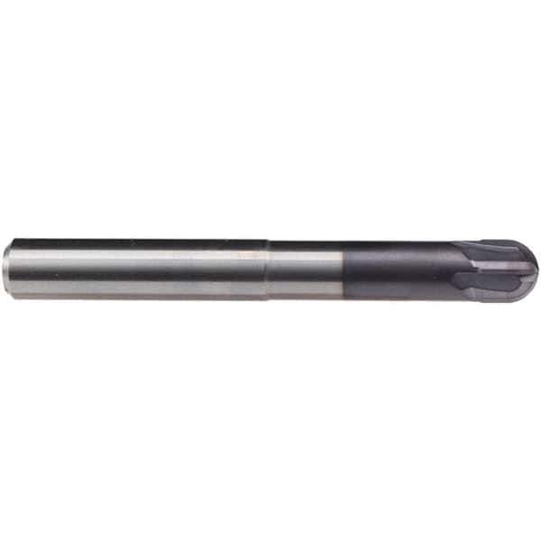 Emuge - 8mm Diam, 7mm LOC, 4 Flute Solid Carbide Ball End Mill - TiAlN Finish, Single End, 80mm OAL, 8mm Shank Diam, Ball Flute - USA Tool & Supply