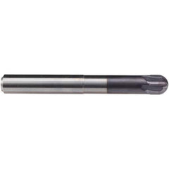 Emuge - 10mm Diam, 8mm LOC, 4 Flute Solid Carbide Ball End Mill - TiAlN Finish, Single End, 100mm OAL, 10mm Shank Diam, Ball Flute - USA Tool & Supply
