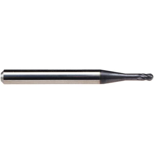 Emuge - 3mm Diam, 3.5mm LOC, 4 Flute Solid Carbide Ball End Mill - TiAlN Finish, Single End, 57mm OAL, 6mm Shank Diam, Ball Flute - USA Tool & Supply
