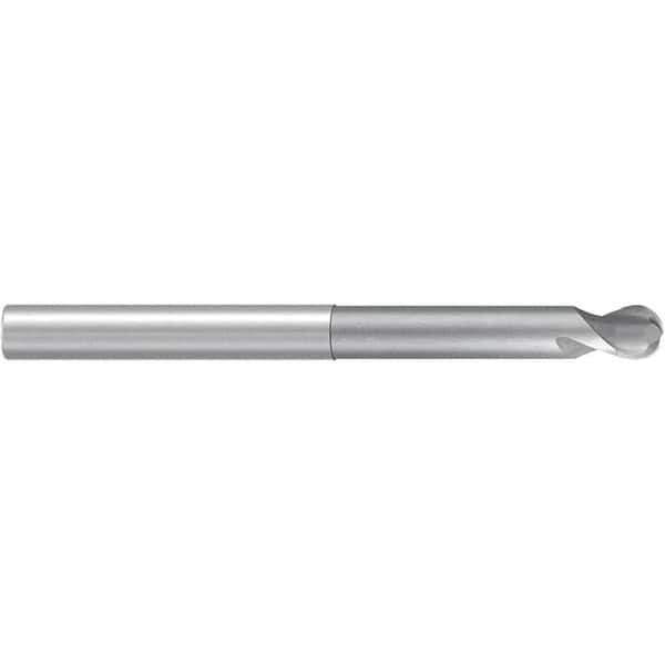 Emuge - 3mm Diam, 3.5mm LOC, 2 Flute Solid Carbide Ball End Mill - Uncoated, Single End, 80mm OAL, 6mm Shank Diam, Ball Flute - USA Tool & Supply