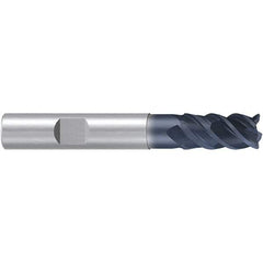 Emuge - 16mm Diam, 40mm LOC, 4 Flute Solid Carbide Roughing & Finishing End Mill - TiAlN Finish, 92mm OAL, 16mm Shank Diam, Weldon Shank, 50° Helix, Centercutting, Long Length - USA Tool & Supply