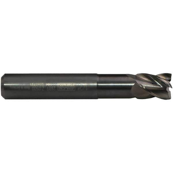 Emuge - 1" Diam, 1-1/4" LOC, 4 Flute Solid Carbide Roughing & Finishing End Mill - Uncoated, 5" OAL, 1" Shank Diam, Cylindrical Shank, 40° Helix, Long Length - USA Tool & Supply