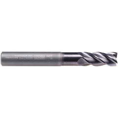 Emuge - 8mm Diam, 19mm LOC, 4 Flute Solid Carbide Roughing & Finishing End Mill - TiAlN Finish, 68mm OAL, 8mm Shank Diam, Cylindrical Shank, 40° Helix, Extra Long Length - USA Tool & Supply