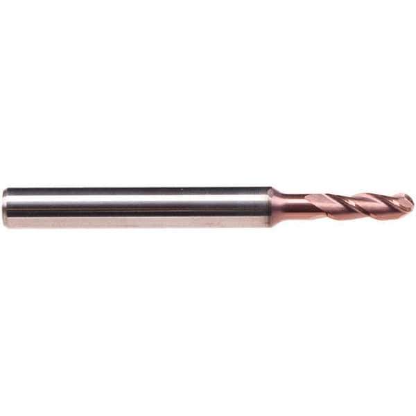 Emuge - 4mm Diam, 11mm LOC, 3 Flute Solid Carbide Ball End Mill - TiAlN Finish, Single End, 57mm OAL, 6mm Shank Diam, Ball Flute - USA Tool & Supply