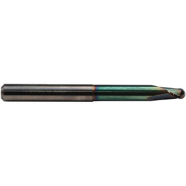 Emuge - 8mm Diam, 7mm LOC, 2 Flute Solid Carbide Ball End Mill - CrN Finish, Single End, 90mm OAL, 8mm Shank Diam, Ball Flute - USA Tool & Supply