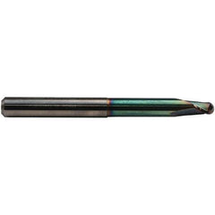 Emuge - 8mm Diam, 7mm LOC, 2 Flute Solid Carbide Ball End Mill - CrN Finish, Single End, 90mm OAL, 8mm Shank Diam, Ball Flute - USA Tool & Supply
