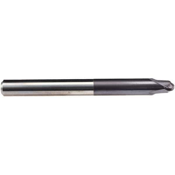 Emuge - 6mm Diam, 3.5mm LOC, 2 Flute Solid Carbide Ball End Mill - TiAlN Finish, Single End, 80mm OAL, 6mm Shank Diam, Ball Flute - USA Tool & Supply