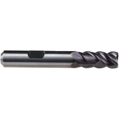 Emuge - 4mm Diam, 11mm LOC, 4 Flute Solid Carbide Roughing & Finishing End Mill - TiAlN Finish, 57mm OAL, 6mm Shank Diam, Weldon Shank, 50° Helix, Centercutting, Long Length - USA Tool & Supply