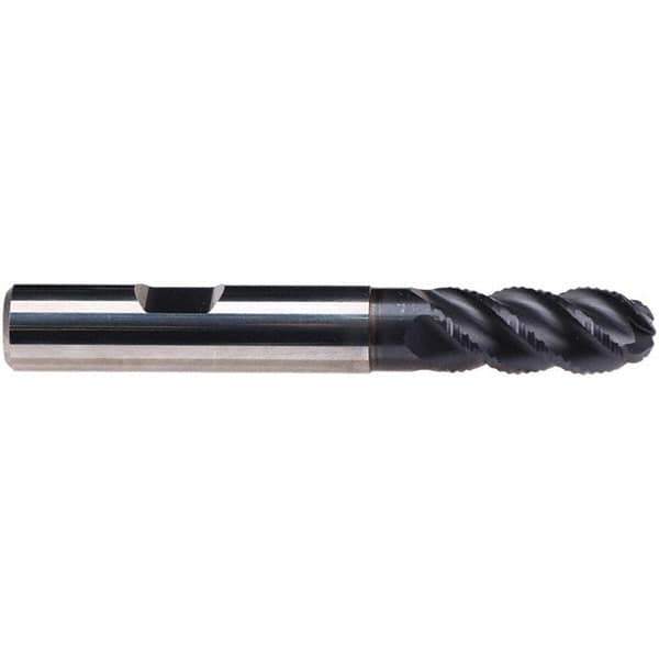 Emuge - 12mm Diam, 26mm LOC, 4 Flute Solid Carbide Ball End Mill - TiAlN Finish, Single End, 83mm OAL, 12mm Shank Diam, Ball Flute - USA Tool & Supply