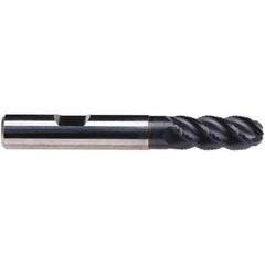 Emuge - 12mm Diam, 26mm LOC, 4 Flute Solid Carbide Ball End Mill - TiAlN Finish, Single End, 83mm OAL, 12mm Shank Diam, Ball Flute - USA Tool & Supply