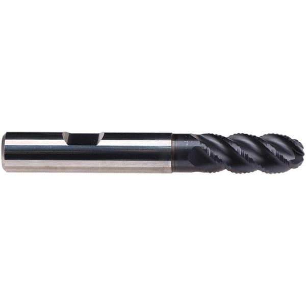 Emuge - 10mm Diam, 22mm LOC, 4 Flute Solid Carbide Ball End Mill - TiAlN Finish, Single End, 72mm OAL, 10mm Shank Diam, Ball Flute - USA Tool & Supply
