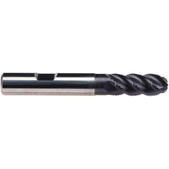 Emuge - 10mm Diam, 22mm LOC, 4 Flute Solid Carbide Ball End Mill - TiAlN Finish, Single End, 72mm OAL, 10mm Shank Diam, Ball Flute - USA Tool & Supply