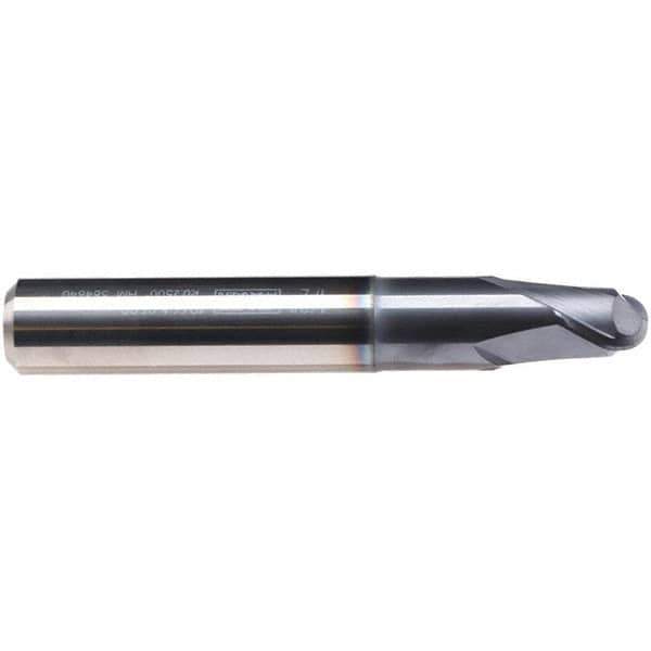 Emuge - 16mm Diam, 12mm LOC, 2 Flute Solid Carbide Ball End Mill - TiAlN Finish, Single End, 92mm OAL, 16mm Shank Diam, Ball Flute - USA Tool & Supply