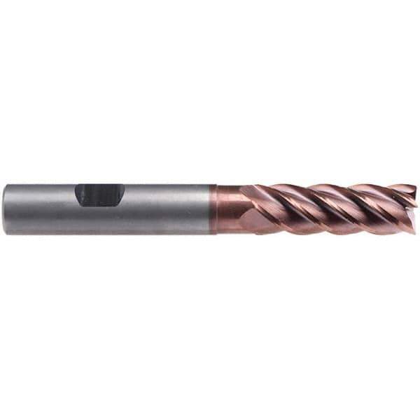 Emuge - 5mm Diam, 15mm LOC, 4 Flute Solid Carbide Roughing & Finishing End Mill - TiAlN Finish, 62mm OAL, 6mm Shank Diam, Weldon Shank, 42° Helix, Centercutting, Extra Long Length - USA Tool & Supply