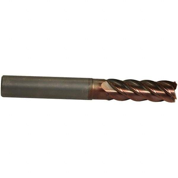 Emuge - 16mm Diam, 48mm LOC, 5 Flute Solid Carbide Roughing & Finishing End Mill - TiAlN Finish, 112mm OAL, 16mm Shank Diam, Cylindrical Shank, 42° Helix, Centercutting, Extra Long Length - USA Tool & Supply
