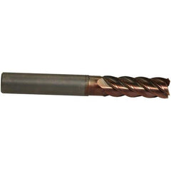 Emuge - 10mm Diam, 30mm LOC, 5 Flute Solid Carbide Roughing & Finishing End Mill - TiAlN Finish, 80mm OAL, 10mm Shank Diam, Cylindrical Shank, 42° Helix, Centercutting, Extra Long Length - USA Tool & Supply