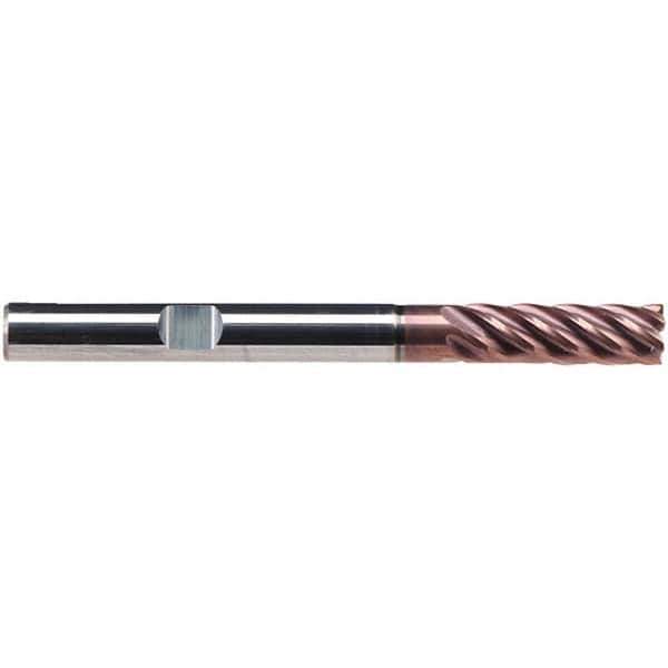 Emuge - 16mm Diam, 48mm LOC, 6 Flute Solid Carbide Roughing & Finishing End Mill - TiAlN Finish, 108mm OAL, 16mm Shank Diam, Weldon Shank, 38° Helix, Extra Long Length - USA Tool & Supply