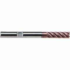 Emuge - 6mm Diam, 18mm LOC, 6 Flute Solid Carbide Roughing & Finishing End Mill - TiAlN Finish, 62mm OAL, 6mm Shank Diam, Weldon Shank, 38° Helix, Extra Long Length - USA Tool & Supply