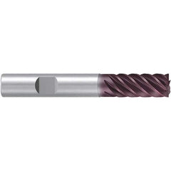 Emuge - 16mm Diam, 32mm LOC, 6 Flute Solid Carbide Roughing & Finishing End Mill - TiAlN Finish, 92mm OAL, 16mm Shank Diam, Weldon Shank, 38° Helix, Long Length - USA Tool & Supply