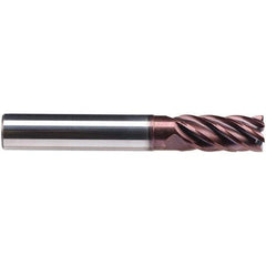 Emuge - 10mm Diam, 22mm LOC, 6 Flute Solid Carbide Roughing & Finishing End Mill - TiAlN Finish, 72mm OAL, 10mm Shank Diam, Cylindrical Shank, 38° Helix, Long Length - USA Tool & Supply
