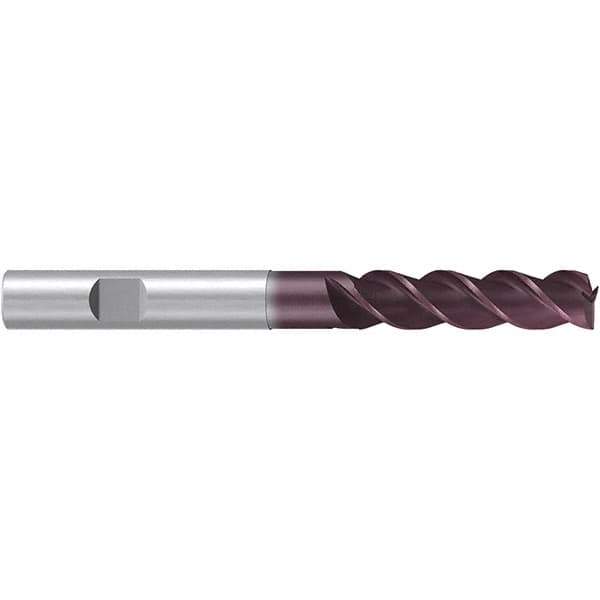 Emuge - 10mm Diam, 30mm LOC, 3 Flute Solid Carbide Roughing & Finishing End Mill - TiAlN Finish, 80mm OAL, 10mm Shank Diam, Weldon Shank, 38° Helix, Centercutting, Extra Long Length - USA Tool & Supply