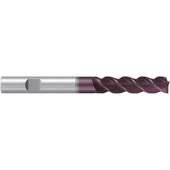 Emuge - 20mm Diam, 60mm LOC, 3 Flute Solid Carbide Roughing & Finishing End Mill - TiAlN Finish, 126mm OAL, 20mm Shank Diam, Weldon Shank, 38° Helix, Centercutting, Extra Long Length - USA Tool & Supply