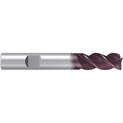 Emuge - 10mm Diam, 19mm LOC, 3 Flute Solid Carbide Roughing & Finishing End Mill - TiAlN Finish, 72mm OAL, 10mm Shank Diam, Weldon Shank, 38° Helix, Centercutting, Long Length - USA Tool & Supply