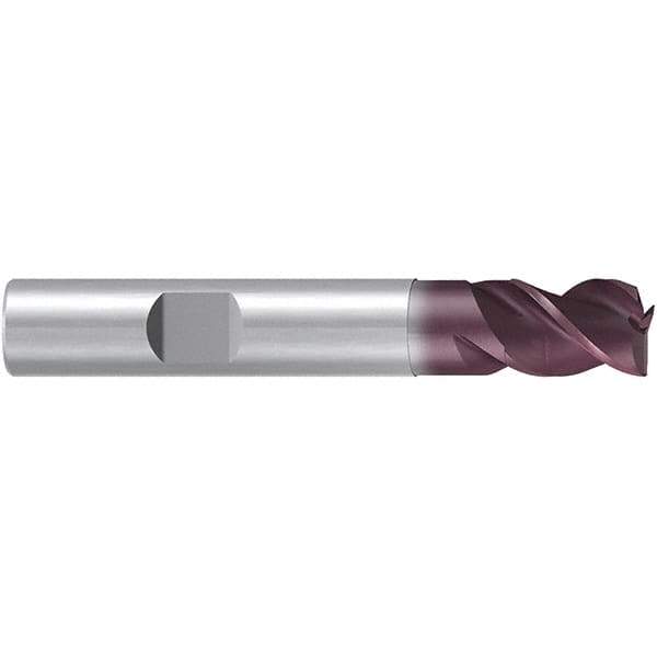 Emuge - 5mm Diam, 6mm LOC, 3 Flute Solid Carbide Roughing & Finishing End Mill - TiAlN Finish, 54mm OAL, 6mm Shank Diam, Weldon Shank, 38° Helix, Centercutting, Stub Length - USA Tool & Supply