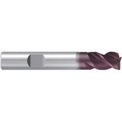 Emuge - 3.5mm Diam, 4mm LOC, 3 Flute Solid Carbide Roughing & Finishing End Mill - TiAlN Finish, 50mm OAL, 6mm Shank Diam, Weldon Shank, 38° Helix, Centercutting, Stub Length - USA Tool & Supply