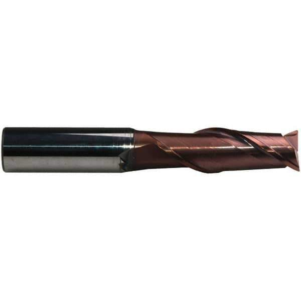 Emuge - 8mm Diam, 24mm LOC, 2 Flute Solid Carbide Roughing & Finishing End Mill - TiAlN Finish, 68mm OAL, 8mm Shank Diam, Cylindrical Shank, 38° Helix, Centercutting, Extra Long Length - USA Tool & Supply
