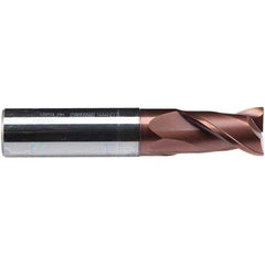Emuge - 8mm Diam, 16mm LOC, 2 Flute Solid Carbide Roughing & Finishing End Mill - TiAlN Finish, 63mm OAL, 8mm Shank Diam, Cylindrical Shank, 38° Helix, Centercutting, Long Length - USA Tool & Supply