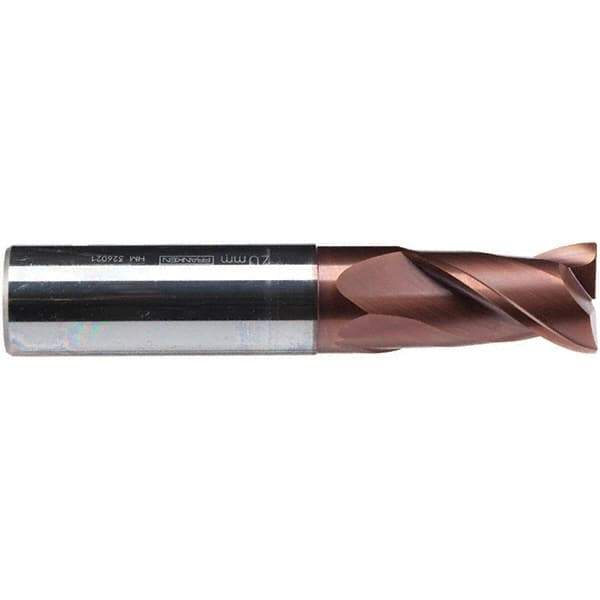 Emuge - 10mm Diam, 19mm LOC, 2 Flute Solid Carbide Roughing & Finishing End Mill - TiAlN Finish, 72mm OAL, 10mm Shank Diam, Cylindrical Shank, 38° Helix, Centercutting, Long Length - USA Tool & Supply