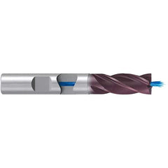 Emuge - 8mm Diam, 19mm LOC, 4 Flute Solid Carbide Roughing & Finishing End Mill - TiAlN Finish, 63mm OAL, 8mm Shank Diam, Weldon Shank, 38° Helix, Long Length - USA Tool & Supply