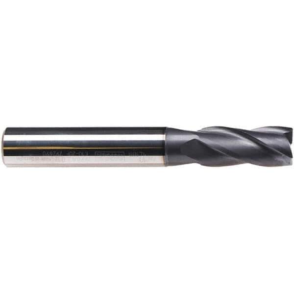 Emuge - 5mm Diam, 13mm LOC, 4 Flute Solid Carbide Roughing & Finishing End Mill - TiAlN Finish, 57mm OAL, 6mm Shank Diam, Cylindrical Shank, 38° Helix, Long Length - USA Tool & Supply