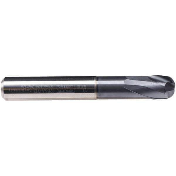 Emuge - 12mm Diam, 10mm LOC, 2 Flute Solid Carbide Roughing & Finishing End Mill - TiAlN Finish, 92mm OAL, 16mm Shank Diam, Cylindrical Shank, 30° Helix, Stub Length - USA Tool & Supply