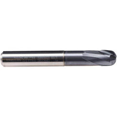 Emuge - 3/16" Diam, 3/16" LOC, 2 Flute Solid Carbide Roughing & Finishing End Mill - TiAlN Finish, 2" OAL, 1/4" Shank Diam, Cylindrical Shank, 30° Helix, Stub Length - USA Tool & Supply